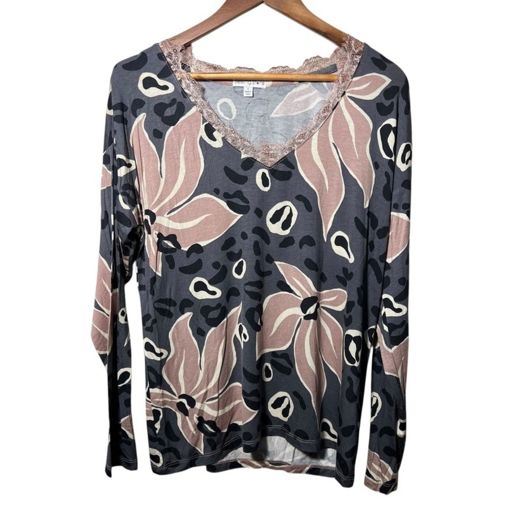 Seeing Stars Floral Lace V-Neck Long Sleeve Top‎ Small Boho Cottagecore Y2K